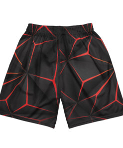 Alternative view of Red and Black mesh shorts