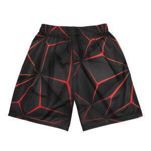 Alternative view of Red and Black mesh shorts