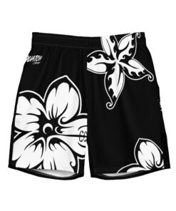Black/White Hawaiian swim trunks