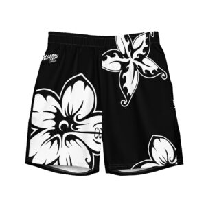 Black/White Hawaiian swim trunks