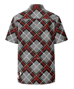 Alternative view of Red/Black checkered Unisex button shirt
