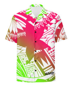 Alternative view of Hawaiian Pink/Neon button shirt
