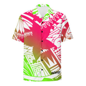 Alternative view of Hawaiian Pink/Neon button shirt